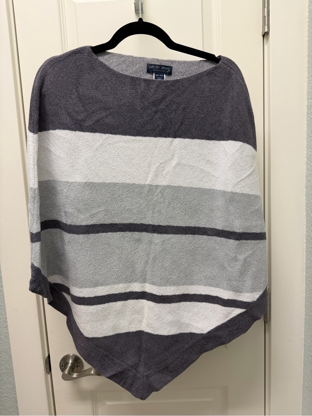 Barefoot Dreams Gray and White Striped Poncho